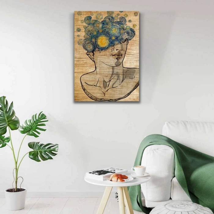 Soyut Büst Resmi , Kahve Rengi Tonlarda Kanvas Tablo 50 x 70