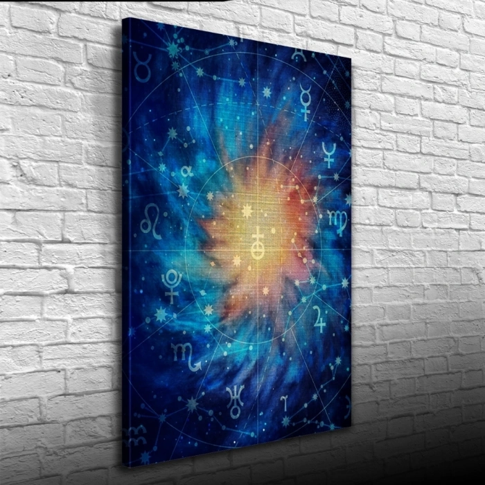 Soyut Çalışma, Mavi Tonlarda Kanvas Tablo 50 x 70