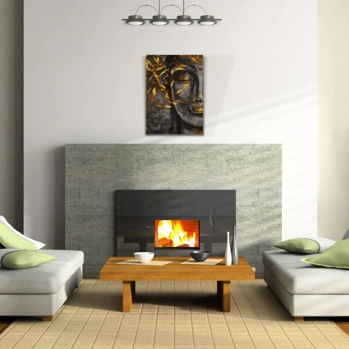 Soyut Gri ve Altın rengi Kadın Görseli Kanvas Tablo 50 x 70