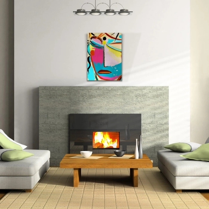 Soyut Kadın Portresi , Pastel Renklerde Kanvas Tablo 50 x 70