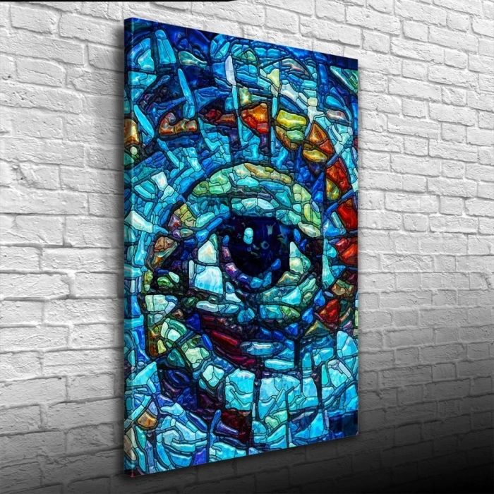 Soyut , Mavi Tonlarda Dekoratif Kanvas Tablo 50 x 70