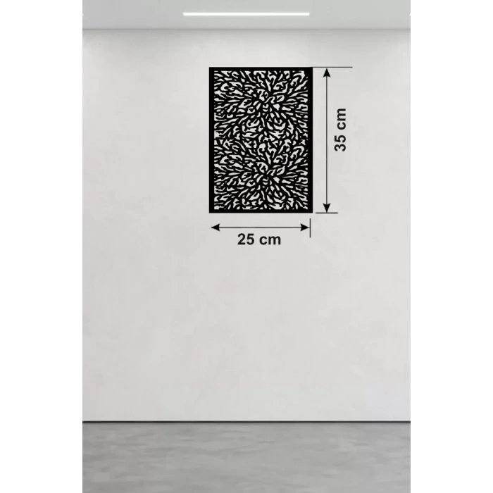 Soyut Mercan ve Hücre Dokulu Ahşap Duvar Tablosu - 25x35 cm Lazer Kesim Dekoratif Pano
