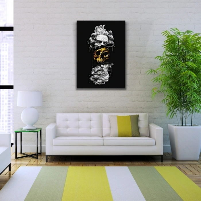 Soyut Siyah Gri Tonlarda Heykel Figürü Kanvas Tablo 50 x 70