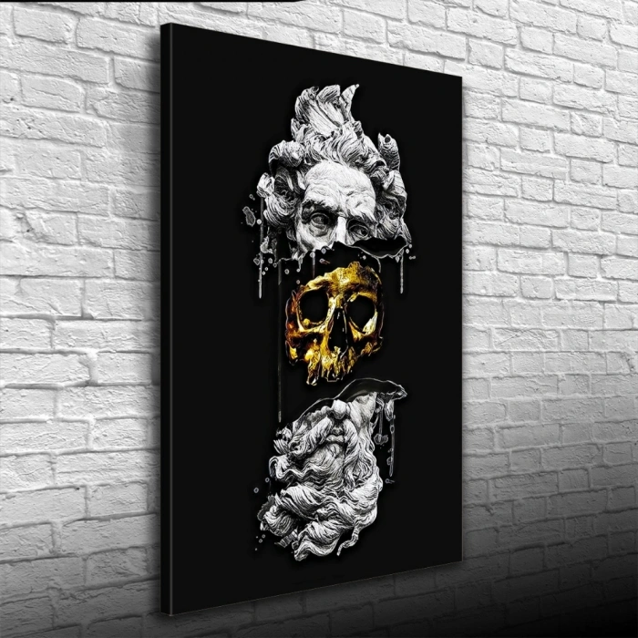 Soyut Siyah Gri Tonlarda Heykel Figürü Kanvas Tablo 50 x 70