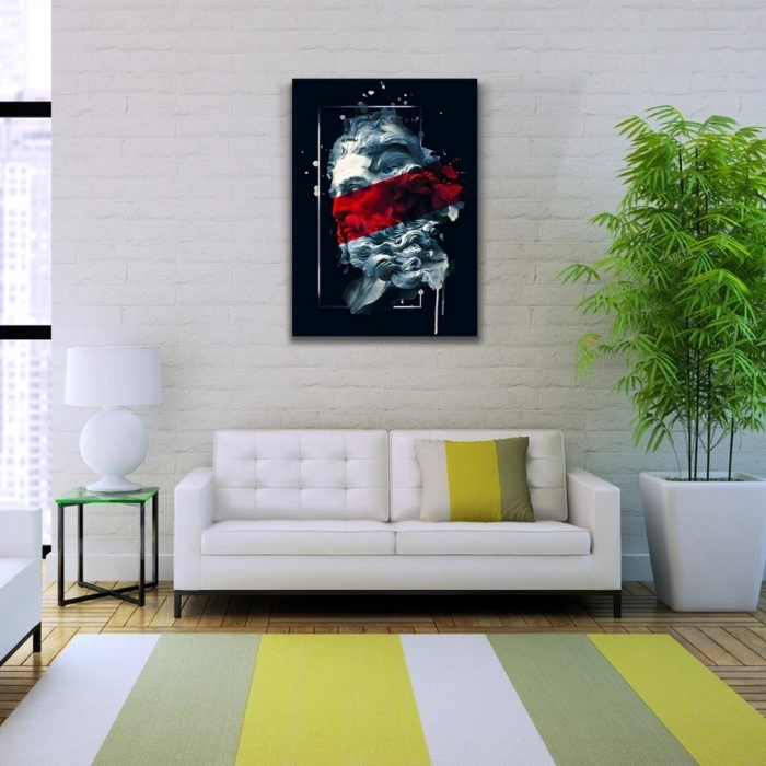 Soyut Siyah, Kırmızı ve Gri Tonlarda Heykel Figürü Kanvas Tablo 50 x 70