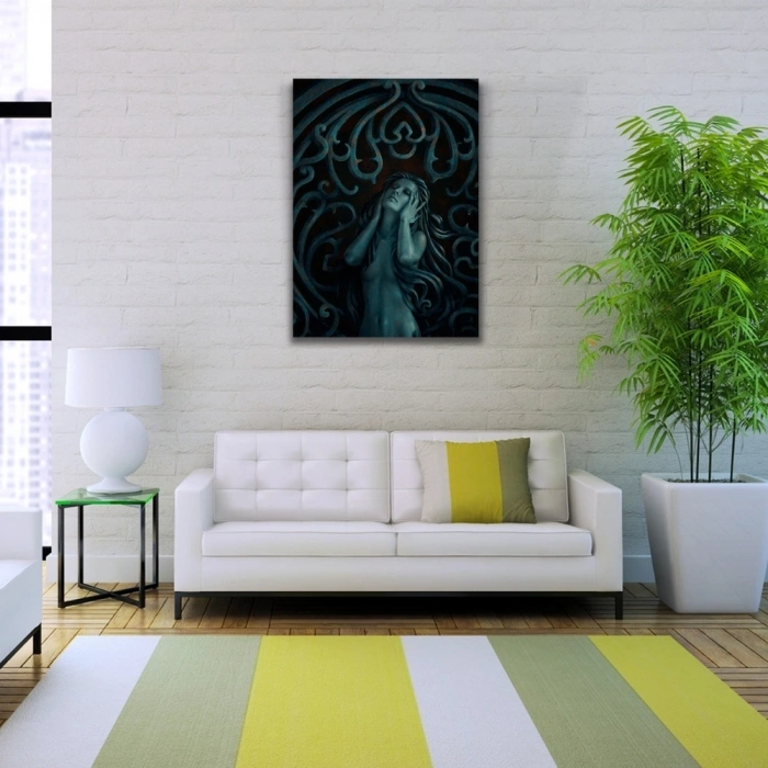 Soyut , Siyah ve Gri Tonlarda Kadın Tasviri Kanvas Tablo 50 x 70