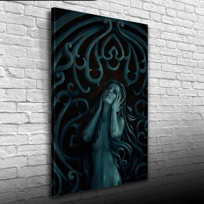 Soyut , Siyah ve Gri Tonlarda Kadın Tasviri Kanvas Tablo 50 x 70