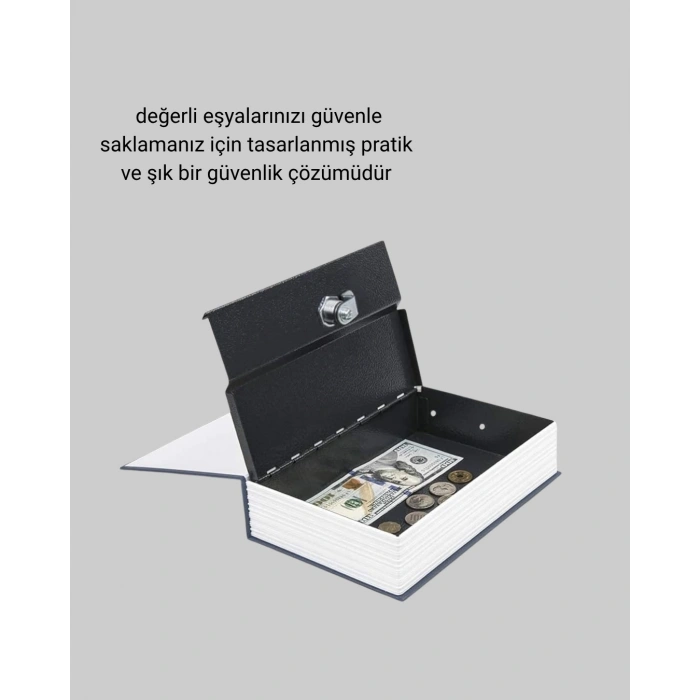 Sözlük Görünümlü Gizli Kitap Kasa – Anahtarlı Metal İç Kasa, Kompakt Boyut, Şık ve Güvenli Tasarım