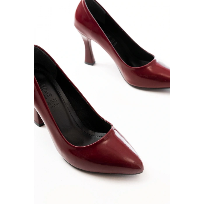ST-001 Bordo Rugan Günlük 9 cm Topuklu Bayan Stiletto Ayakkabı