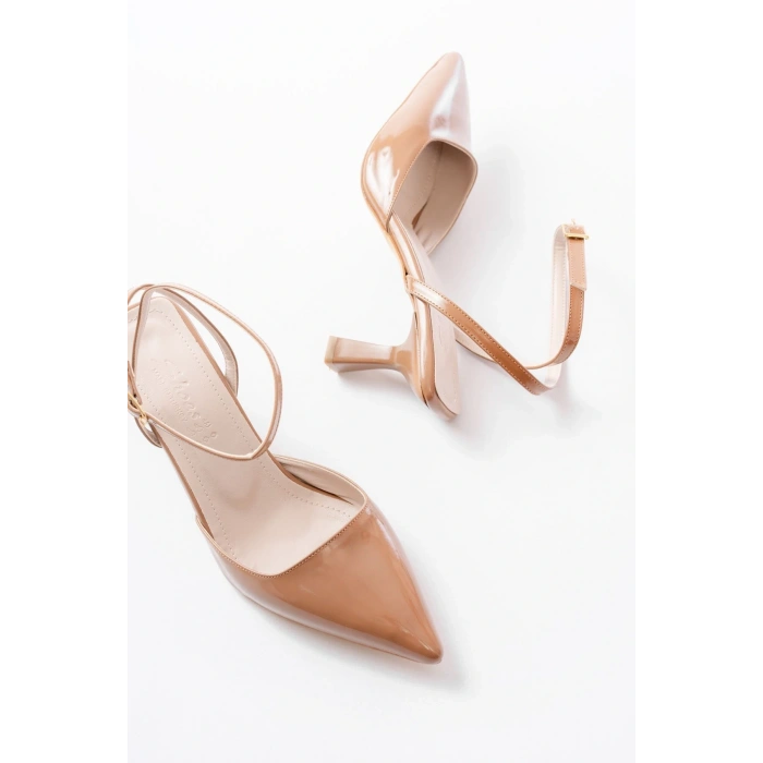 ST-004 Vizon Rugan Günlük 7 cm Topuklu Bayan Ayakkabı