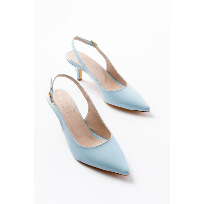 ST-1152 Bebe Mavi Rugan Günlük 7 cm Topuklu Kadın Ayakkabı