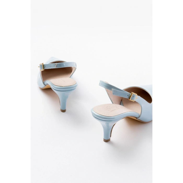 ST-1152 Bebe Mavi Rugan Günlük 7 cm Topuklu Kadın Ayakkabı