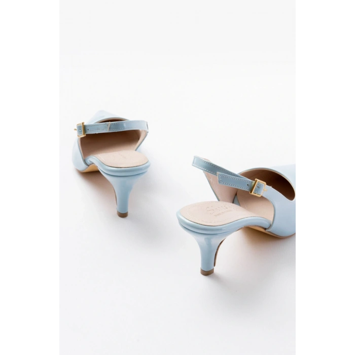 ST-1152 Bebe Mavi Rugan Günlük 7 cm Topuklu Kadın Ayakkabı
