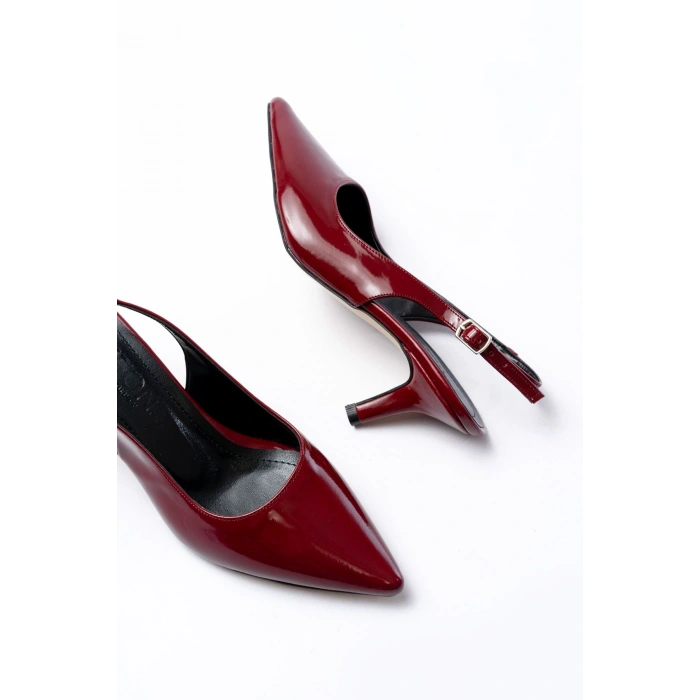 ST-1152 Bordo Rugan Günlük 7 cm Topuklu Kadın Ayakkabı