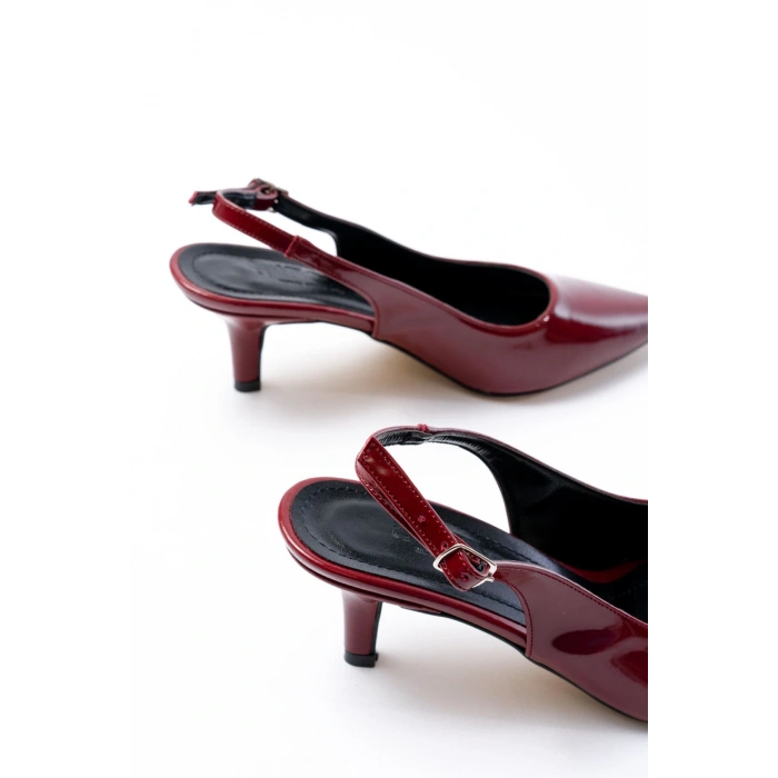 ST-1152 Bordo Rugan Günlük 7 cm Topuklu Kadın Ayakkabı