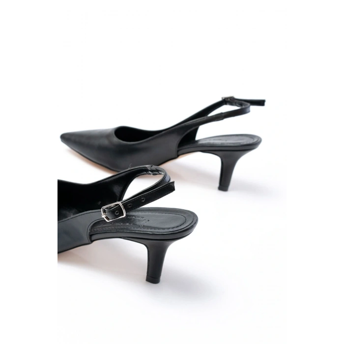 ST-1152 Siyah Günlük 7 cm Topuklu Kadın Ayakkabı