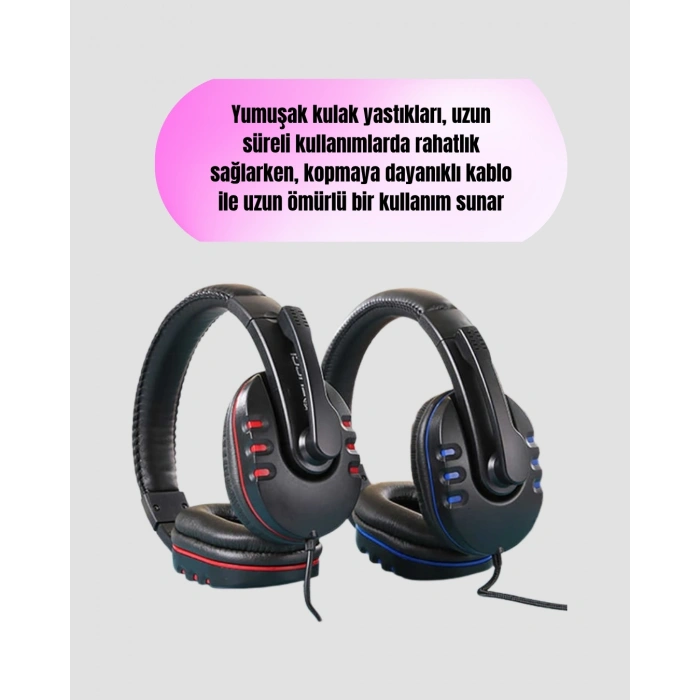 Stereo Mikrofonlu Kablolu Oyun Kulaklığı – Konforlu ve Net Ses İletimi