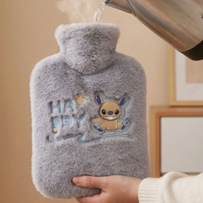 Stitch Figürlü Gri Peluş Sıcak Su Torbası 1 Litre