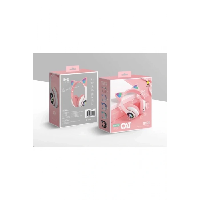 STN28 Kablosuz Kedi Kulaklık - Pembe