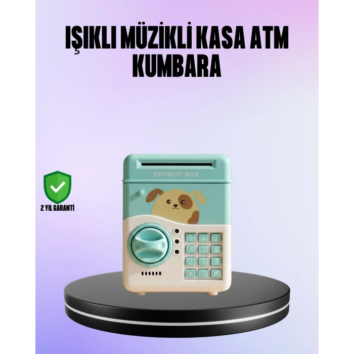 Su Yeşili Elektronik Şifreli ATM Tasarımlı Para Biriktirme Kumbarası