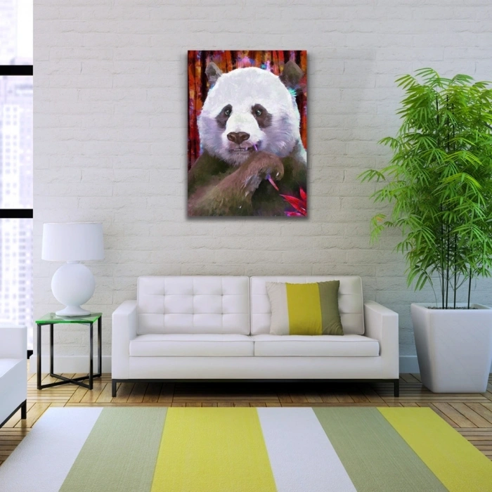 Suluboya Tekniğinde Panda Görseli Kanvas Tablo 50 x 70