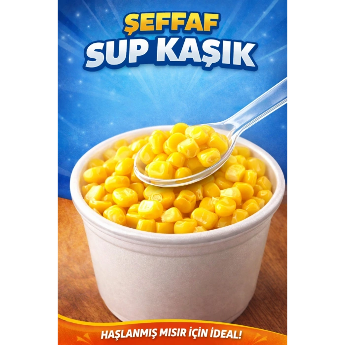 SUP KAŞIĞI- TATLI KAŞIĞI- SUNUM KAŞIĞI- TEK KULLANIMLIK PLASTİK ŞEFFAF MİNİ KAŞIK