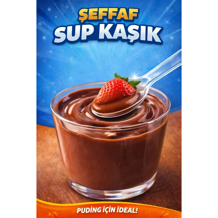SUP KAŞIĞI- TATLI KAŞIĞI- SUNUM KAŞIĞI- TEK KULLANIMLIK PLASTİK ŞEFFAF MİNİ KAŞIK