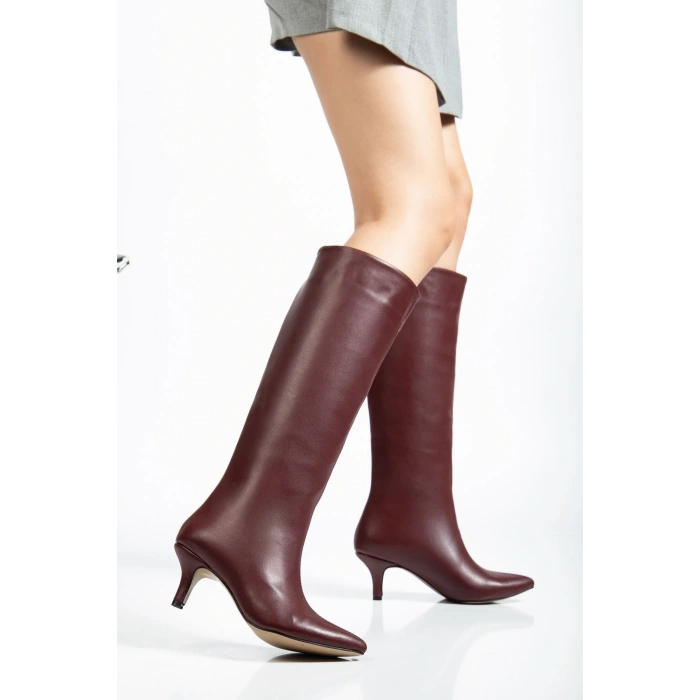 SYT-2025 Bordo Cilt  Günlük Kadın Çizme