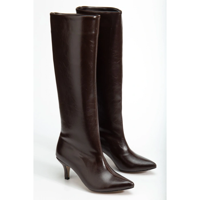 SYT-2025 Kahve Kırışık Rugan Günlük Kadın Çizme