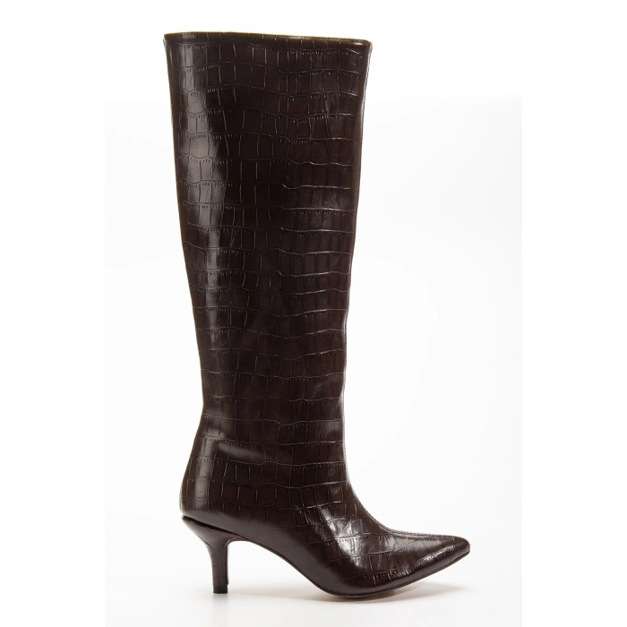 SYT-2025 Kahve Kroko Günlük Kadın Çizme