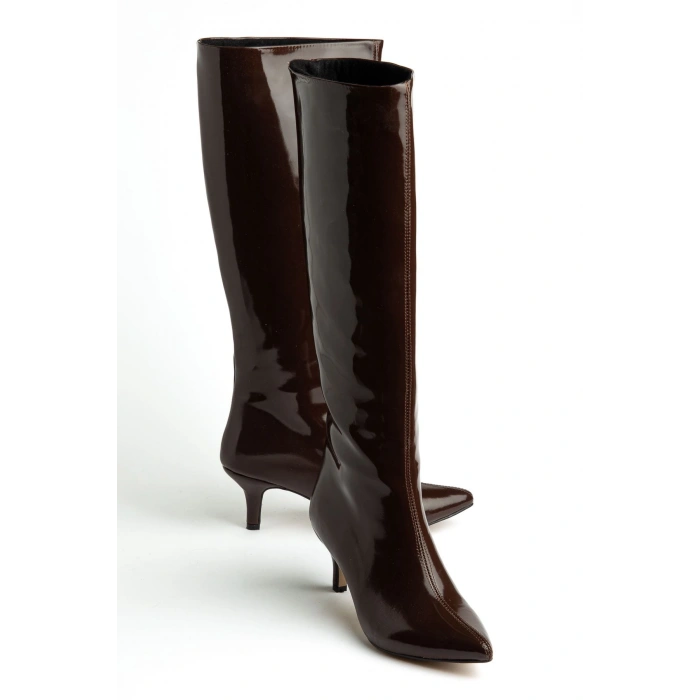 SYT-2025 Kahve Rugan  Kadın Çizme