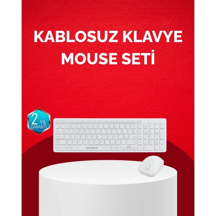 Tam Boy Kablosuz Klavye Mouse Seti - Gelişmiş Bağlantı ve Sessiz Performans