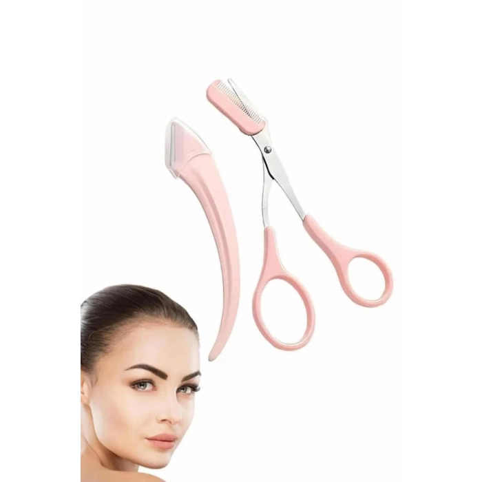 Taraklı Kaş Makası ve Ustura Seti Kaş Düzeltme Makası Kaş Bıyık Alma Aleti