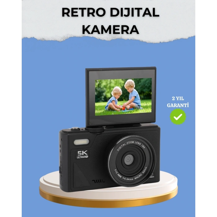 Taşınabilir Dijital Kamera 5K 75MP Stabilizasyonlu 18x Zoom Otofokus