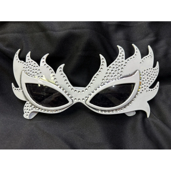 Taşlı Göz Kamaştıran Gecenin Yıldızı Beyaz Parti Alev Gözlük