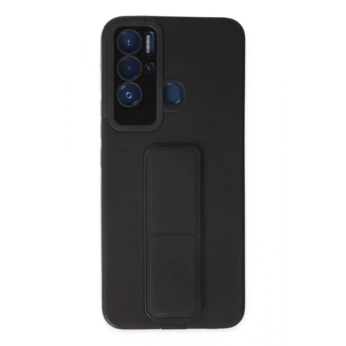 Tecno Pova Neo Kılıf Mega Standlı Silikon - Siyah