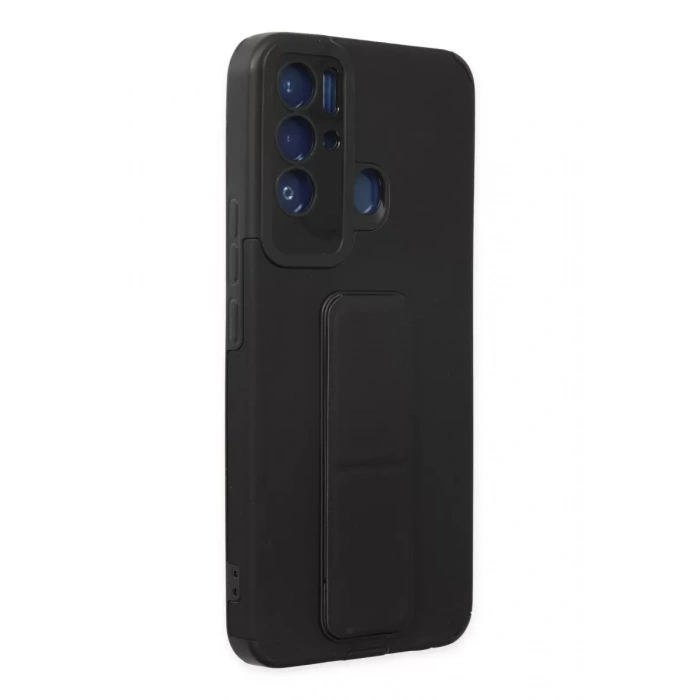 Tecno Pova Neo Kılıf Mega Standlı Silikon - Siyah