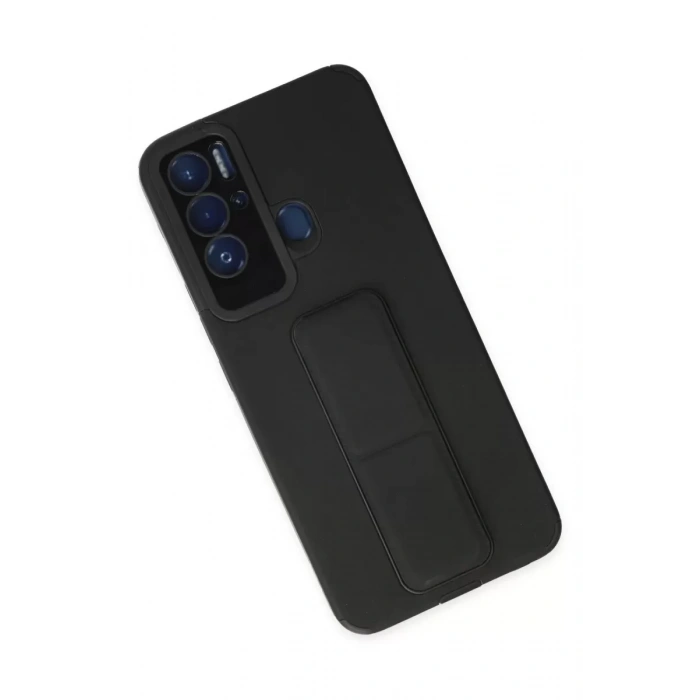 Tecno Pova Neo Kılıf Mega Standlı Silikon - Siyah