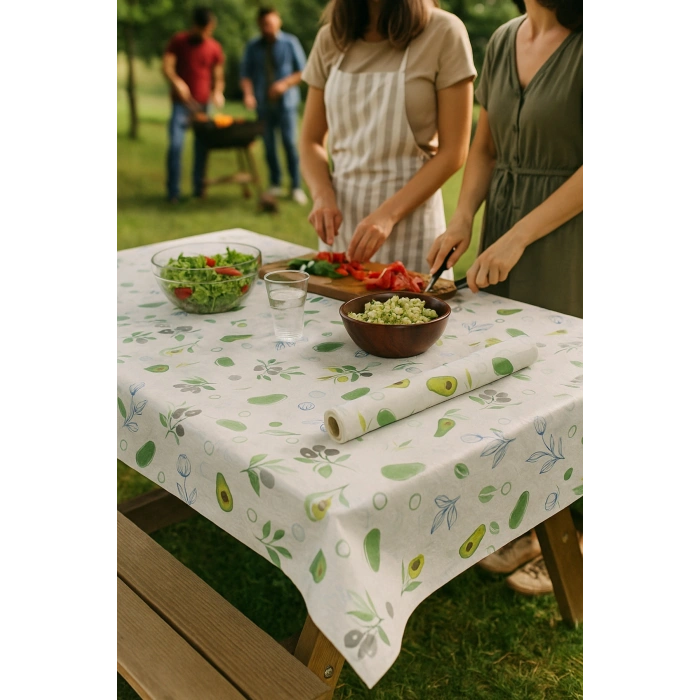 Tek Kullanımlık Kağıtlı Masa Örtüsü-Avokado -Kullan At Masa Örtüsü-24 Metre-16 Yaprak 100x150 Cm