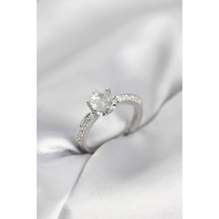 Tek Taş Model Zirkon Taşlı Gümüş Renk Kadın Yüzük