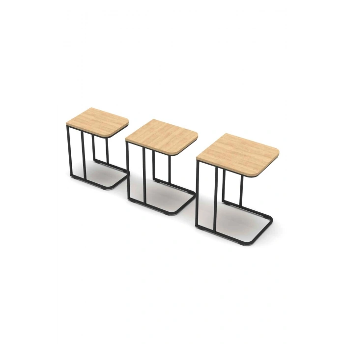 Tekerlekli 3lü Zigon Sehpa