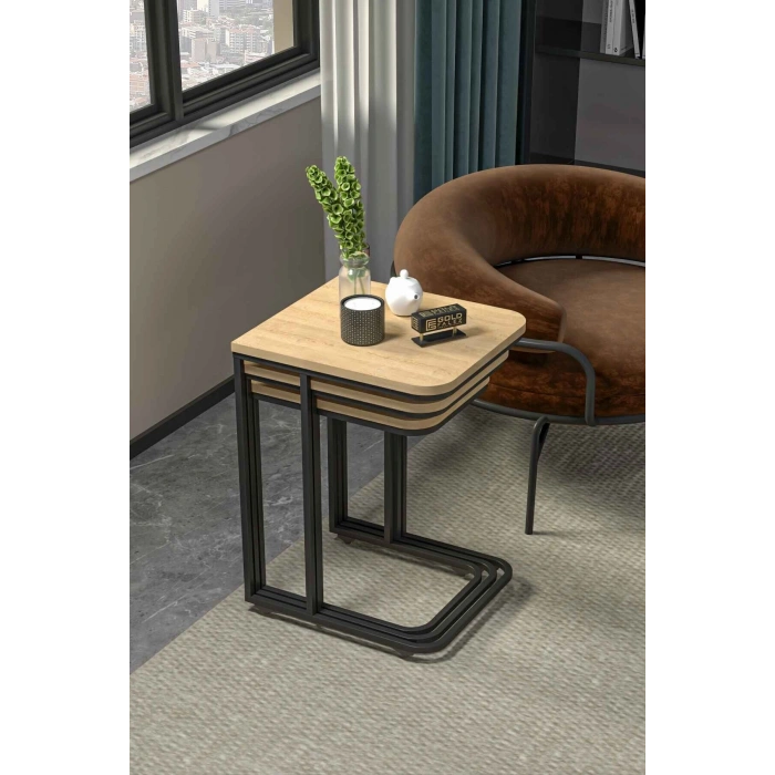 Tekerlekli 3lü Zigon Sehpa