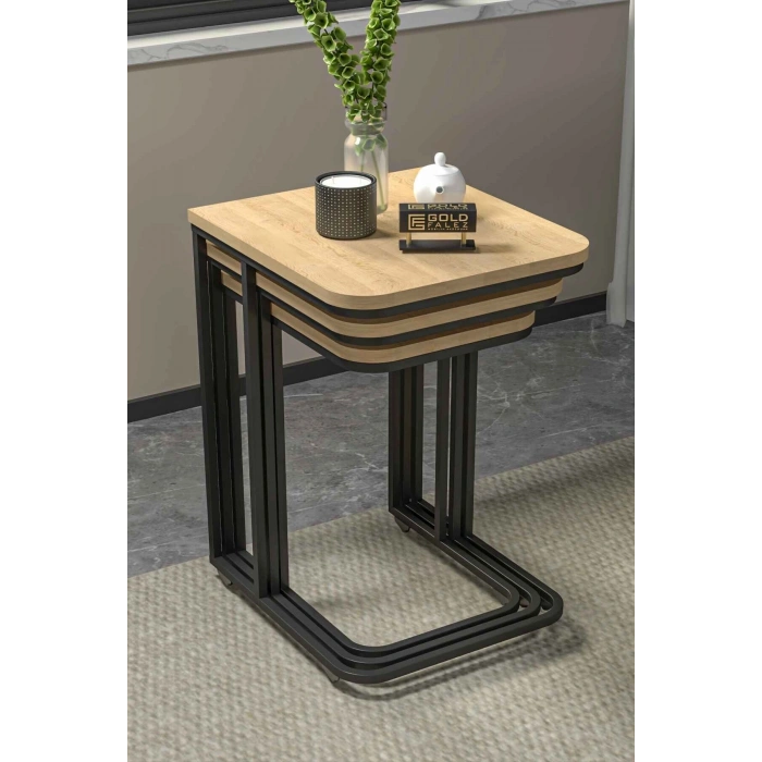 Tekerlekli 3lü Zigon Sehpa