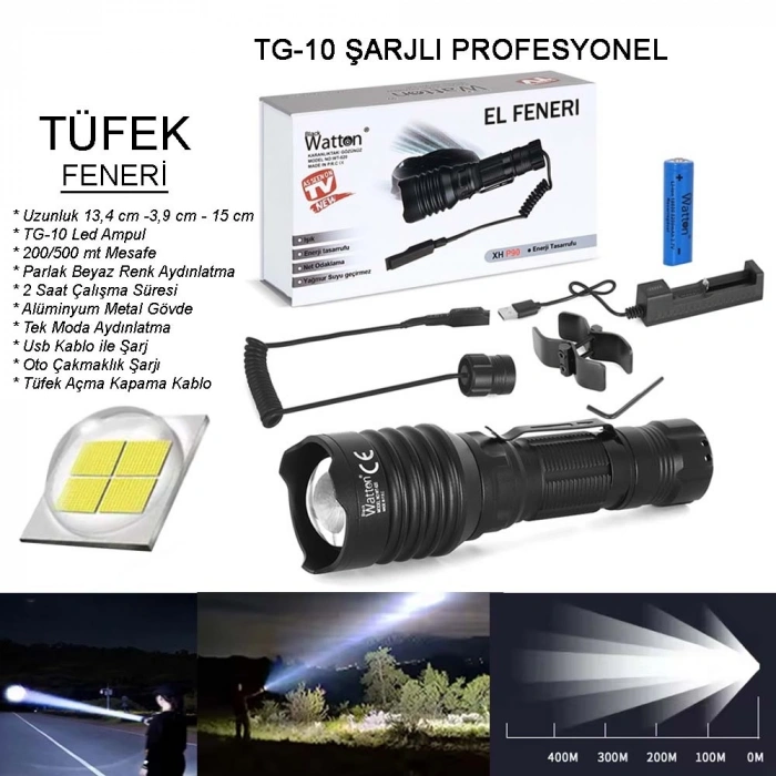 TG-10 ŞARJLI PROFESYONEL AV FENERİ WATTON WT-620