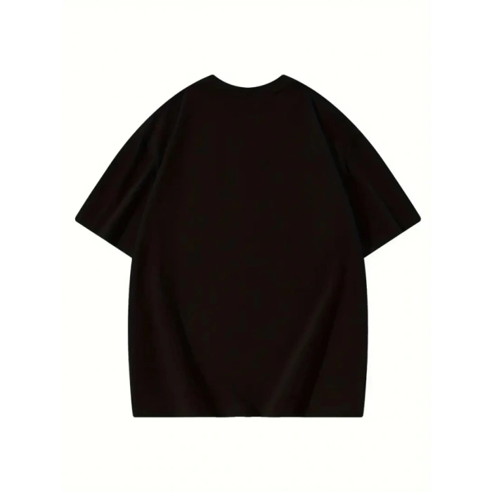 Thousand Baskılı Oversize Bisiklet Yaka T-shirt - Siyah