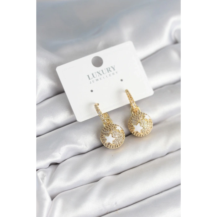 Top Yıldız Model Zirkon Taşlı Kadın Küpe