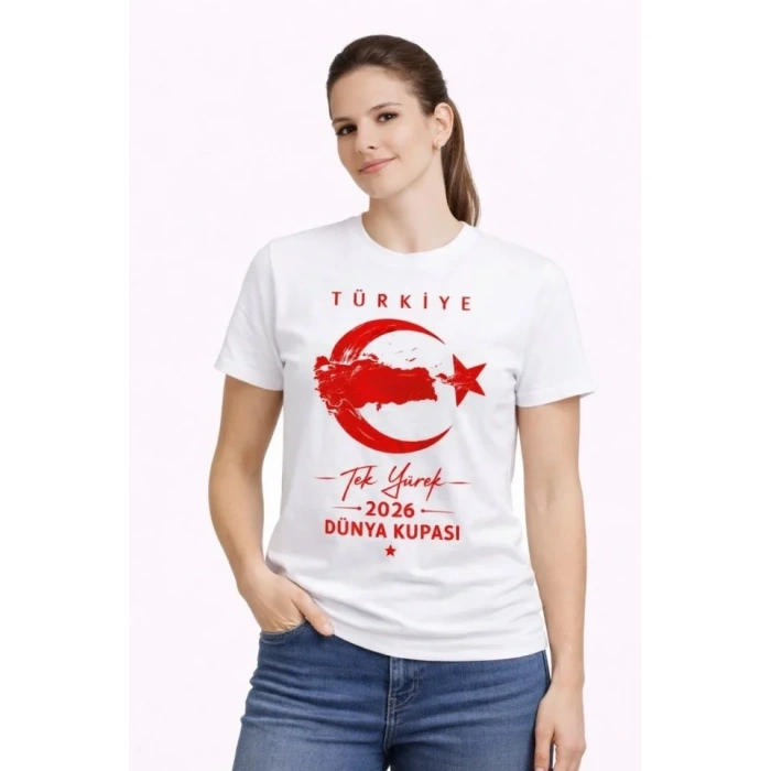 TÜRKİYE Ay Yıldız 2026 Dünya Kupasi Taraftar Forma T-Shirt - Beyaz