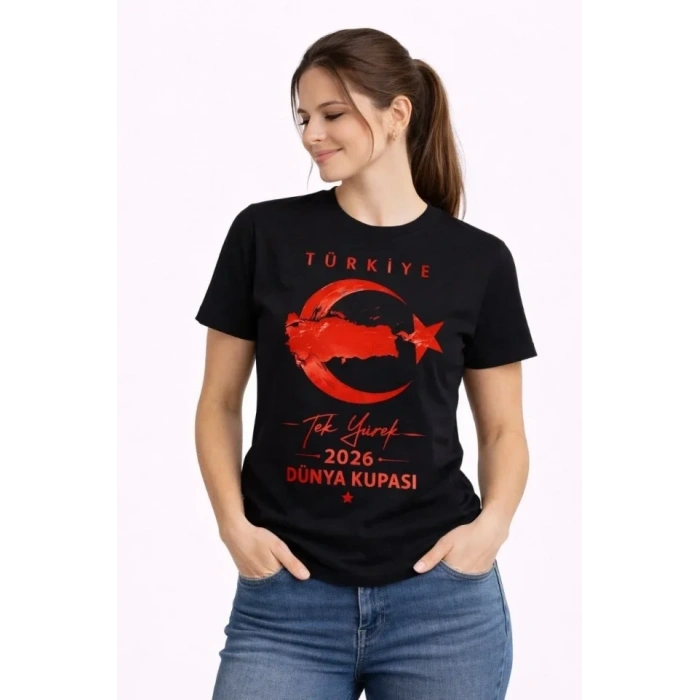 TÜRKİYE Ay Yıldız 2026 Dünya Kupasi Taraftar Forma T-Shirt - Siyah