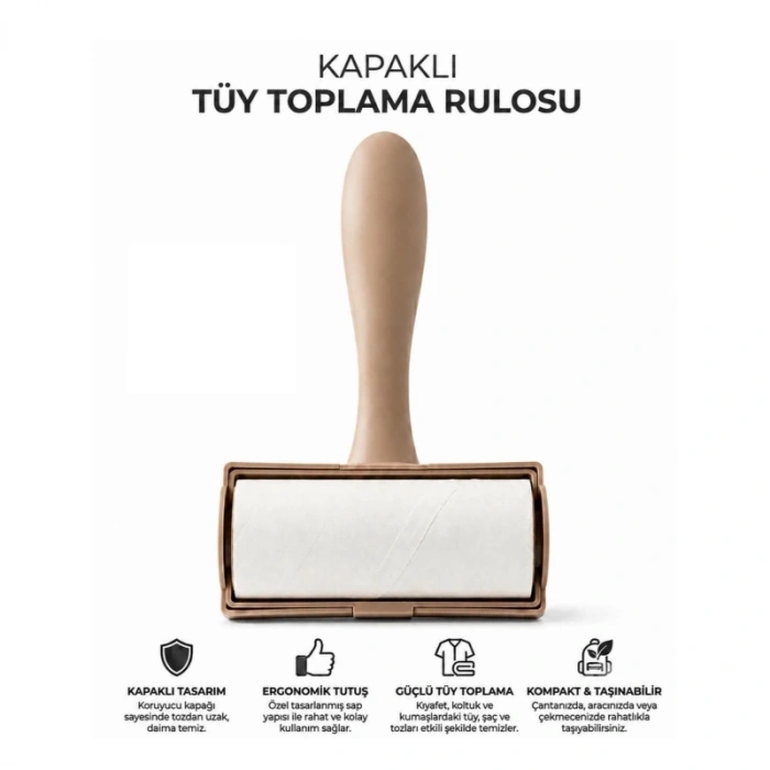 Tüy Toplama Rulosu - Kapaklı - Ergonomik - Taşınabilir