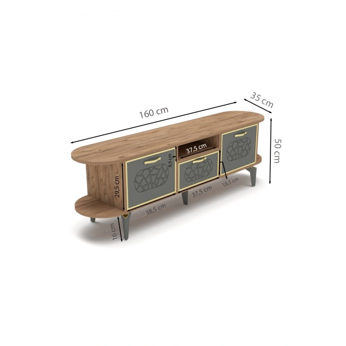 Tv Sehpası Mira 5030 Atlantik Gold 160 Cm 35 Cm 50 Cm